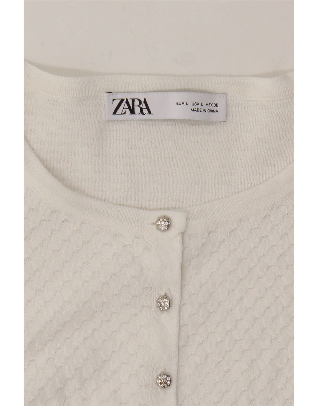ZARA Womens Cardigan Sweater UK 14 Large White Viscose Vintage Zara and Second-Hand Zara from Messina Hembry 