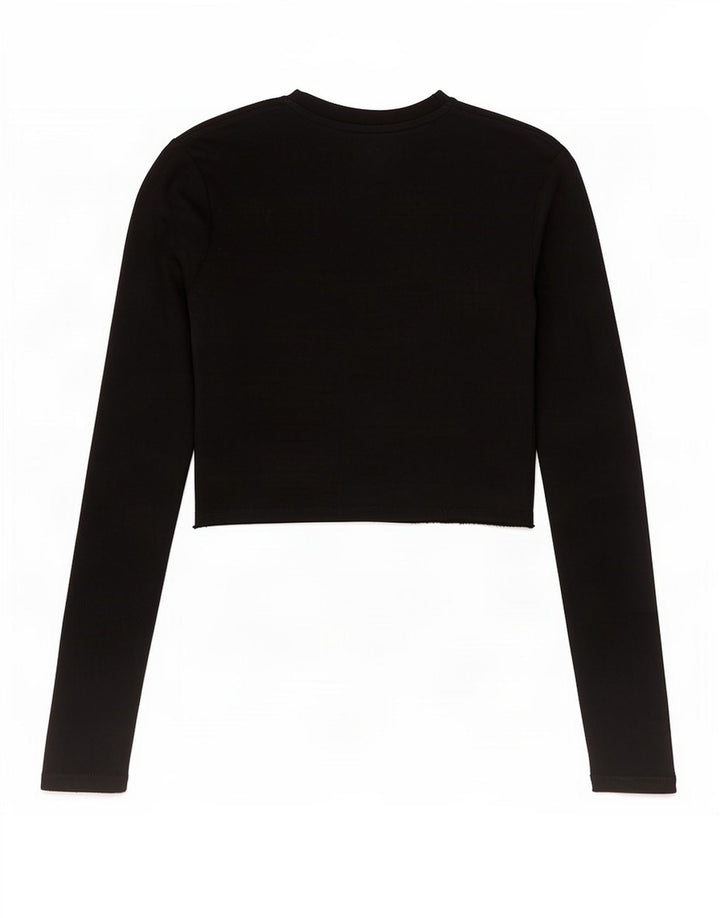 Zara Womens Crop Top Manches Longues UK 12 Moyen Noir