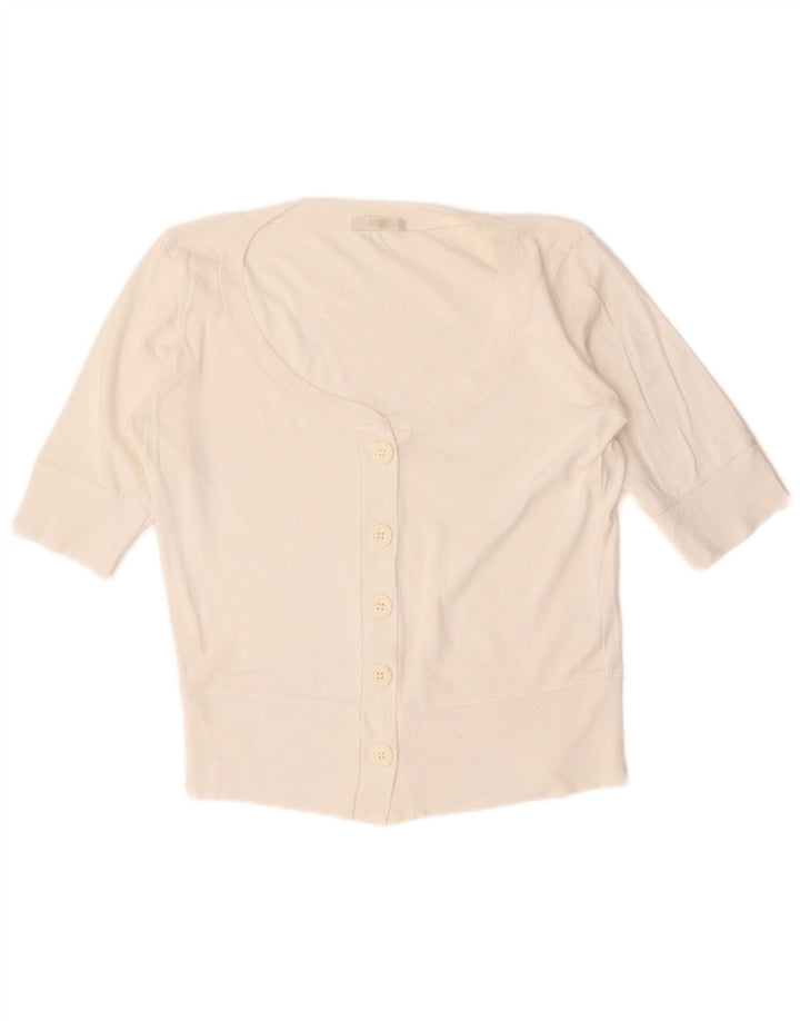 Marks & Spencer Pull cardigan à manches courtes pour femme UK 12 Blanc moyen