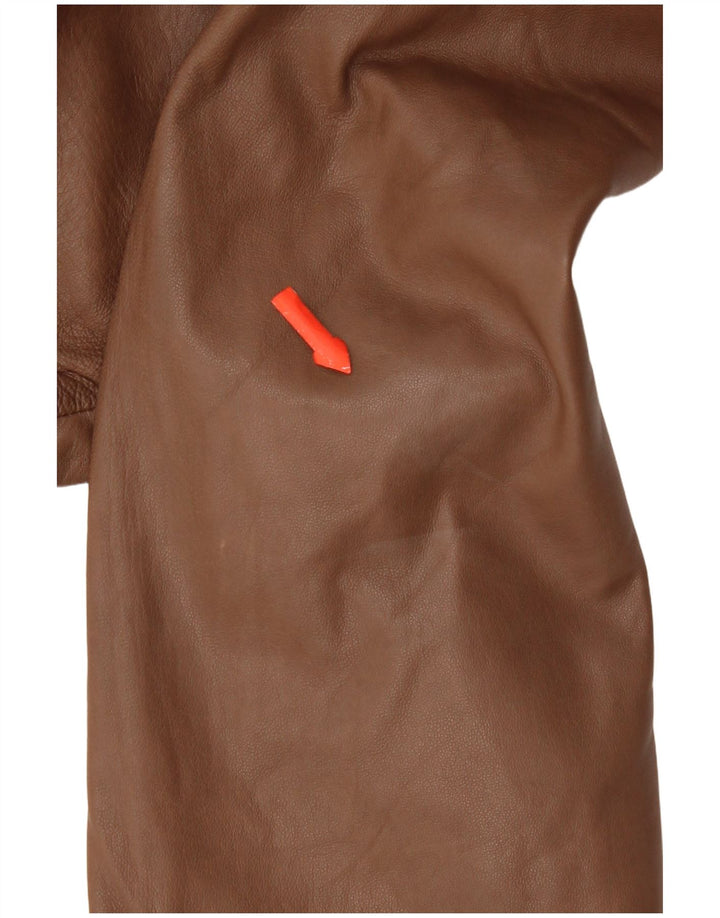 Reiss Veste en cuir crop pour femme UK 10 Petit cuir marron