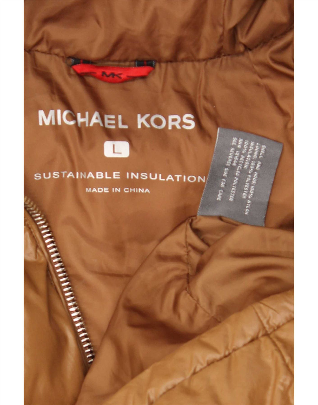 Michael Kors Veste matelassée à capuche pour homme UK 40 Large Marron Polyester