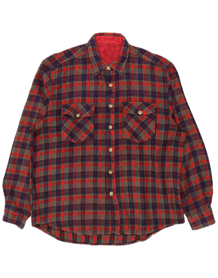 VINTAGE Chemise en flanelle Lumberjack pour homme XL à carreaux rouges