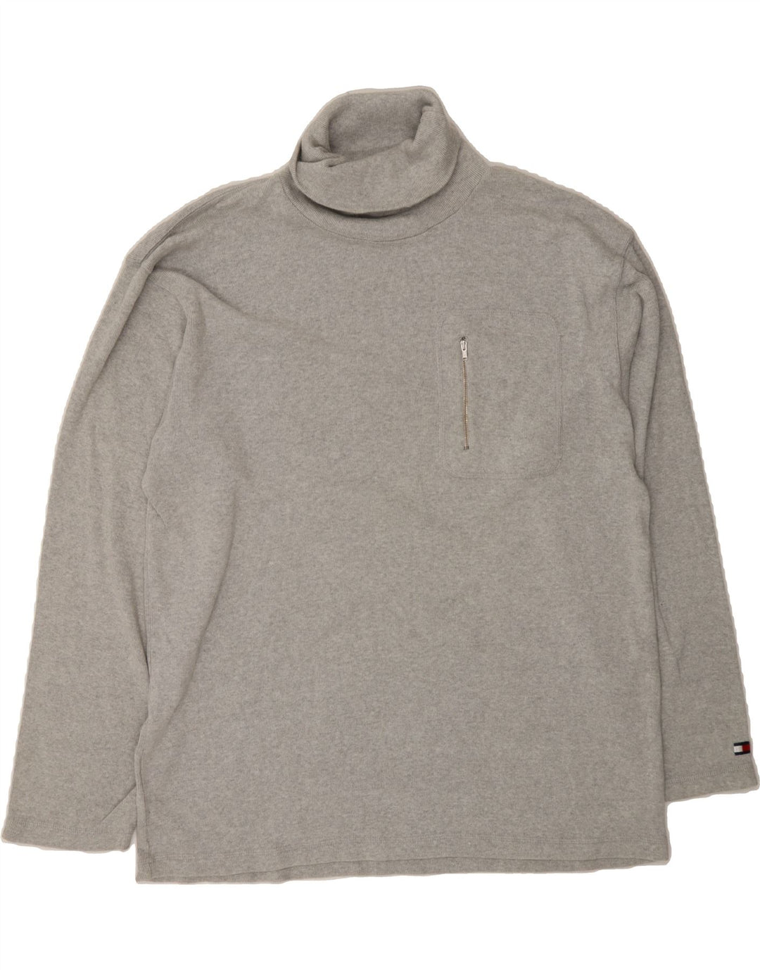 TOMMY HILFIGER Mens Roll Neck Jumper Sweater 2XL Grey Cotton Vintage Tommy Hilfiger and Second-Hand Tommy Hilfiger from Messina Hembry 