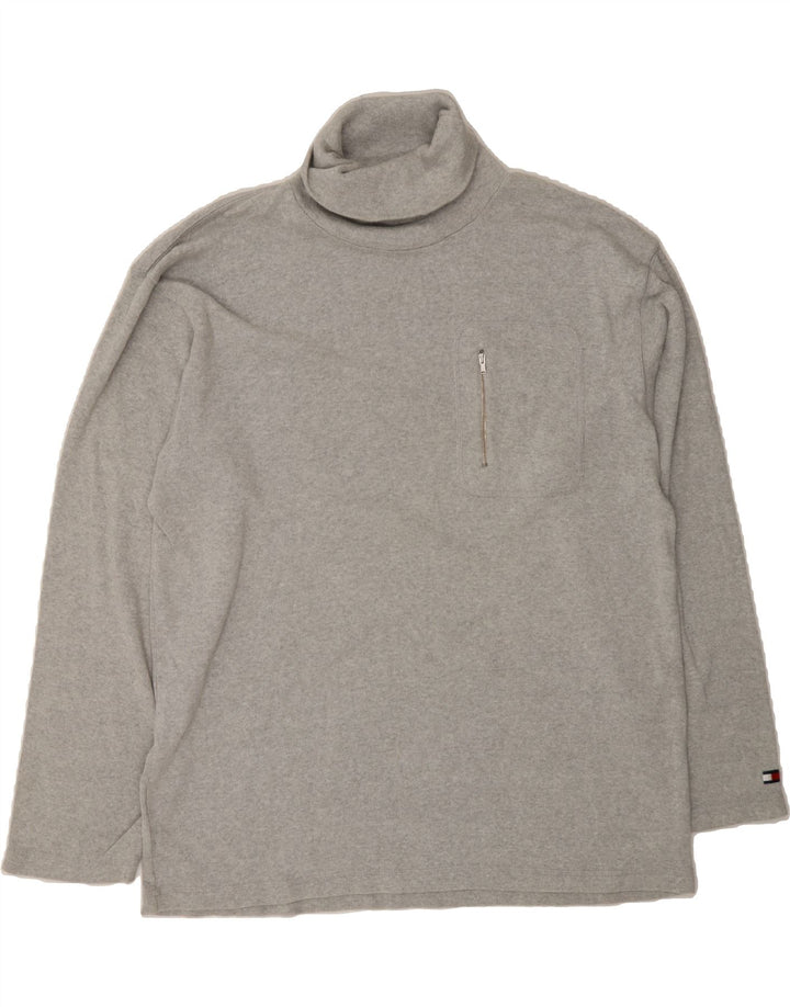 TOMMY HILFIGER Mens Roll Neck Jumper Sweater 2XL Grey Cotton Vintage Tommy Hilfiger and Second-Hand Tommy Hilfiger from Messina Hembry 