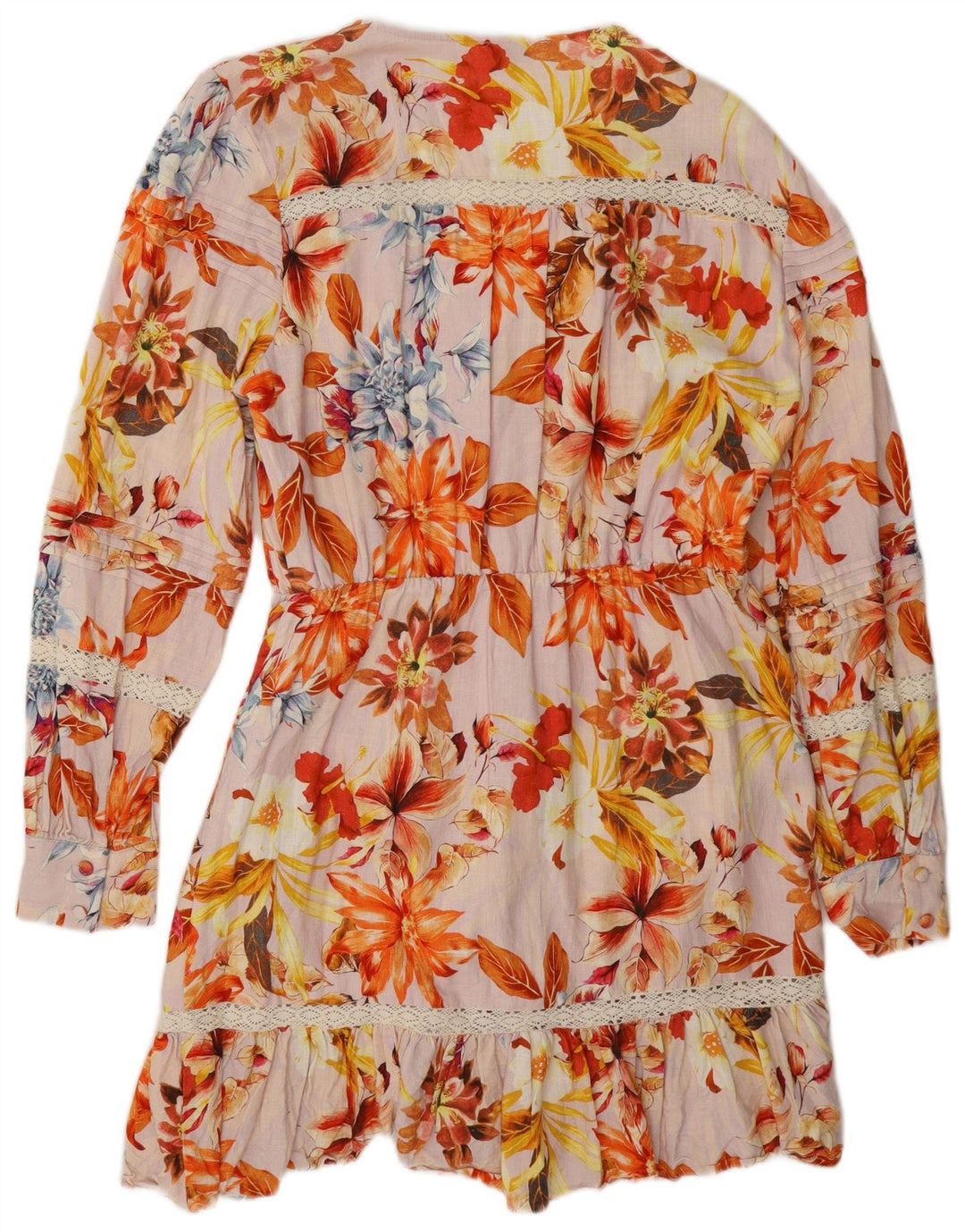 Guess Robe à volants pour femme UK 42 Medium Multicolore Floral Viscose