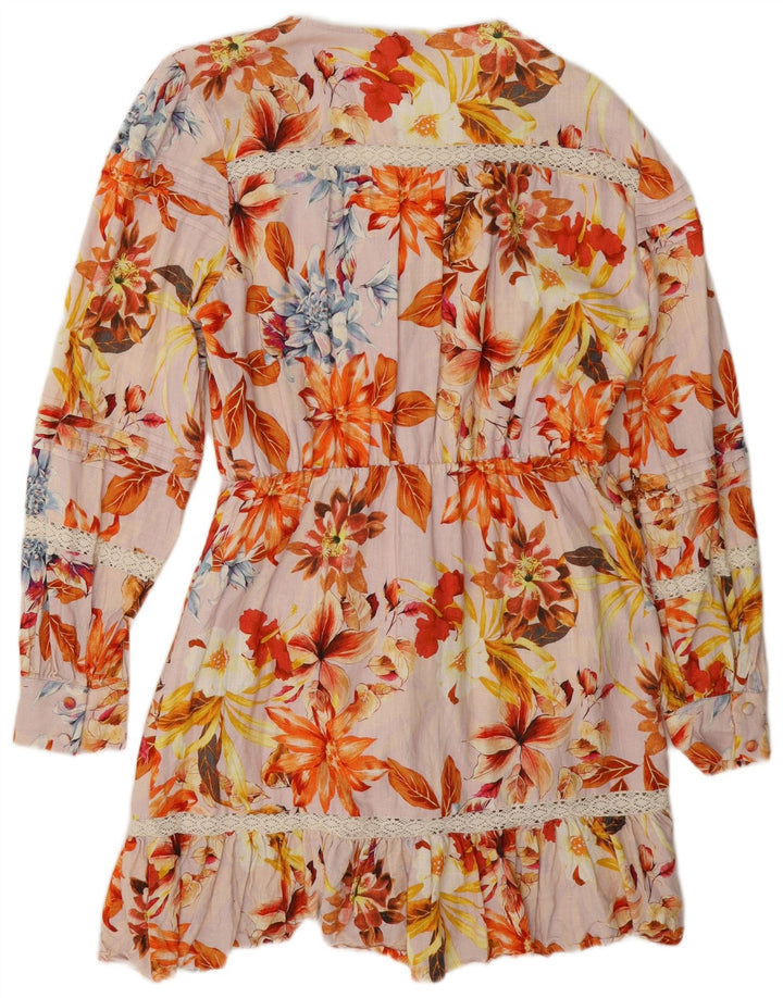 Guess Robe à volants pour femme UK 42 Medium Multicolore Floral Viscose