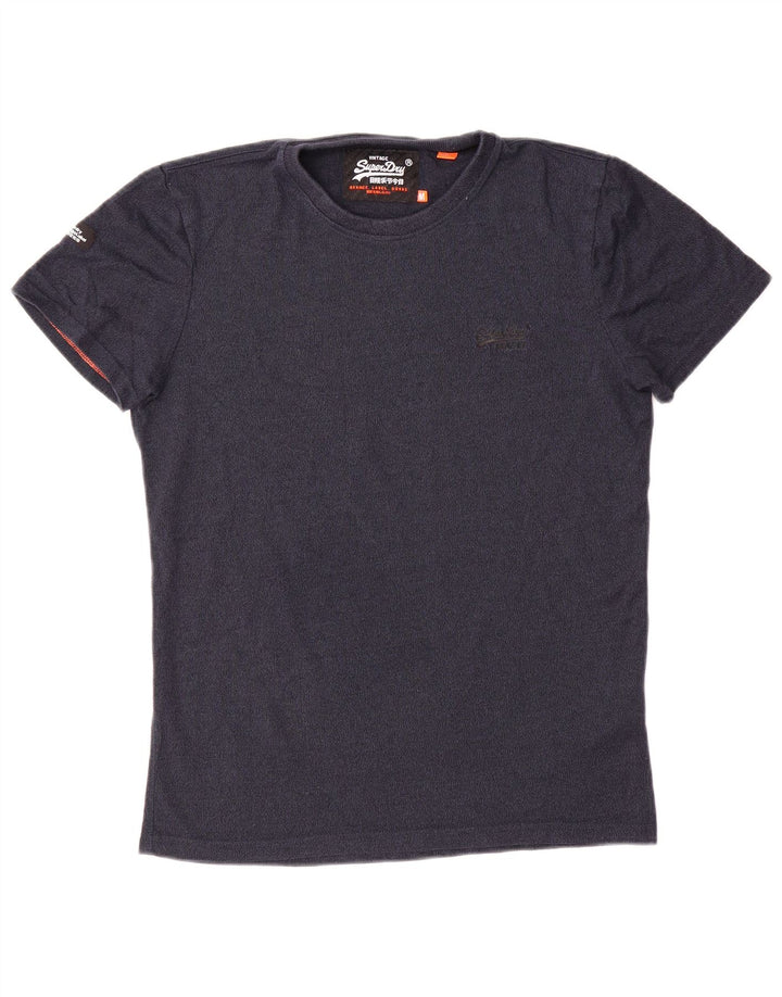 SUPERDRY Homme T-Shirt Top Bleu Marine Moucheté Coton