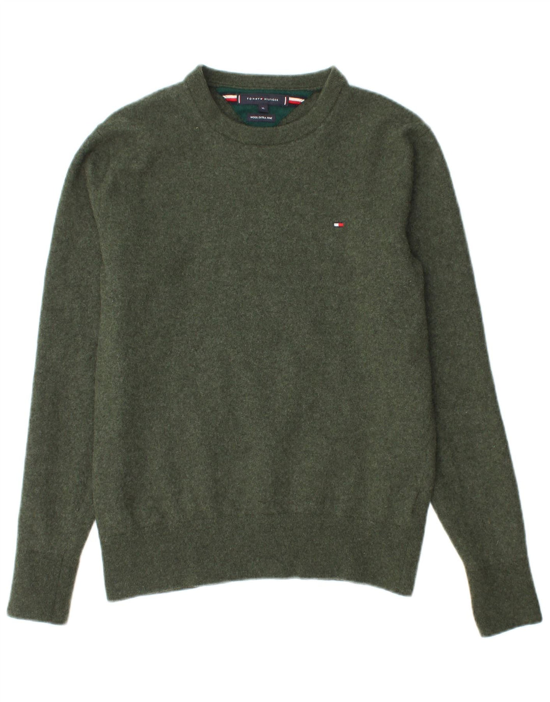 TOMMY HILFIGER Pull ras du cou pour garçon 13-14 ans XL Vert Laine