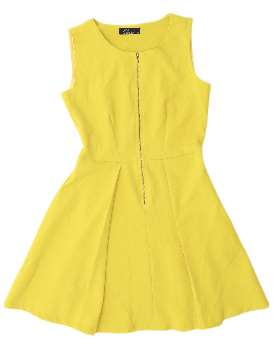 CLOSET Robe trapèze sans manches pour femme UK 42, jaune moyen, polyester