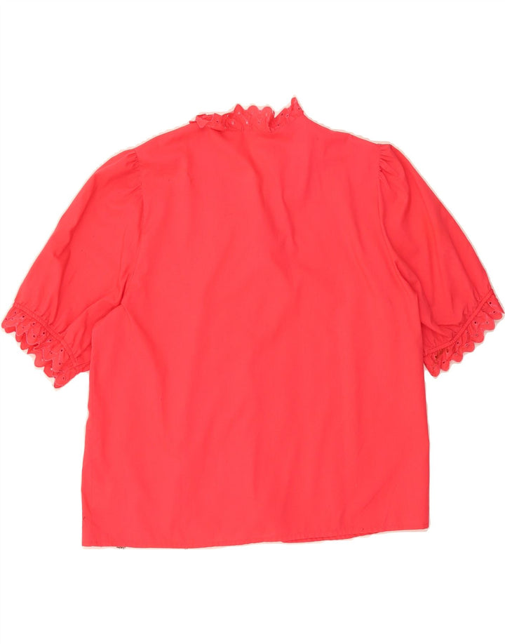 VINTAGE Womens Short Sleeve Shirt Blouse IT 44 Medium Pink Cotton Vintage Vintage and Second-Hand Vintage from Messina Hembry 