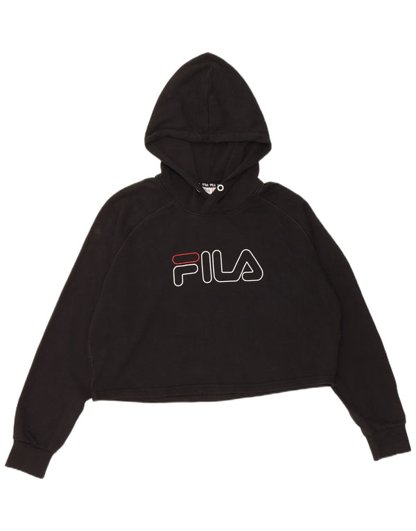 Fila Pull à capuche surdimensionné Crop Graphic pour femme UK 14 Noir moyen