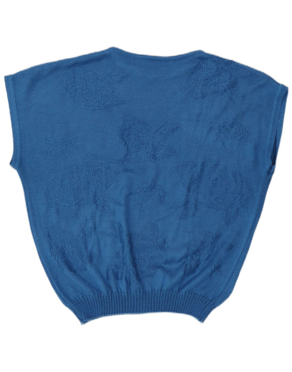 vintage Womens Vest Tank Top UK 16 Grand Bleu Floral