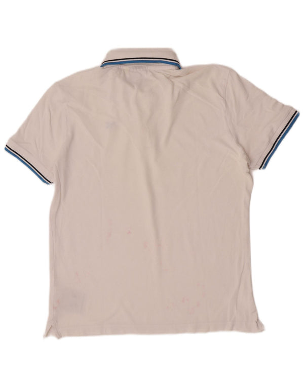 Diadora Polo Homme Coton Rayé Blanc Moyen