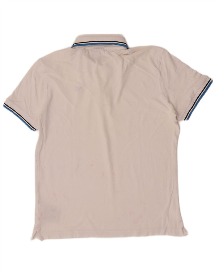 Diadora Polo Homme Coton Rayé Blanc Moyen
