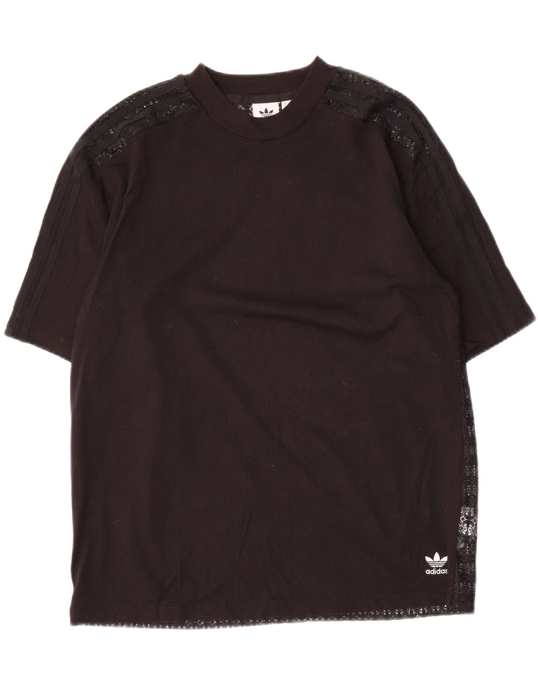 ADIDAS Womens Oversized Blouse Top UK 8 Small Black Geometric Cotton