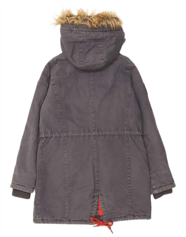 Mistral Veste Parka à capuche surdimensionnée pour femme UK 10 Petit coton gris