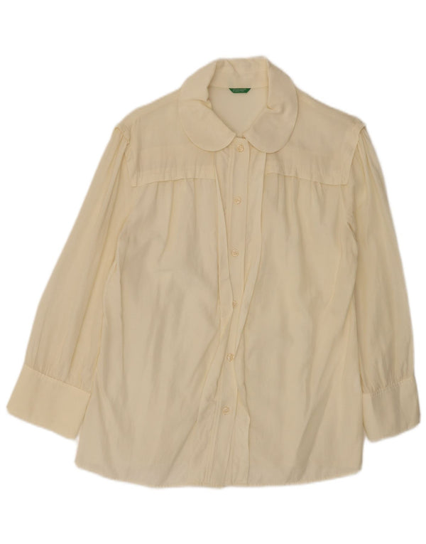 Benetton Chemise Chemisier UK 14 Large Blanc Cassé Femme