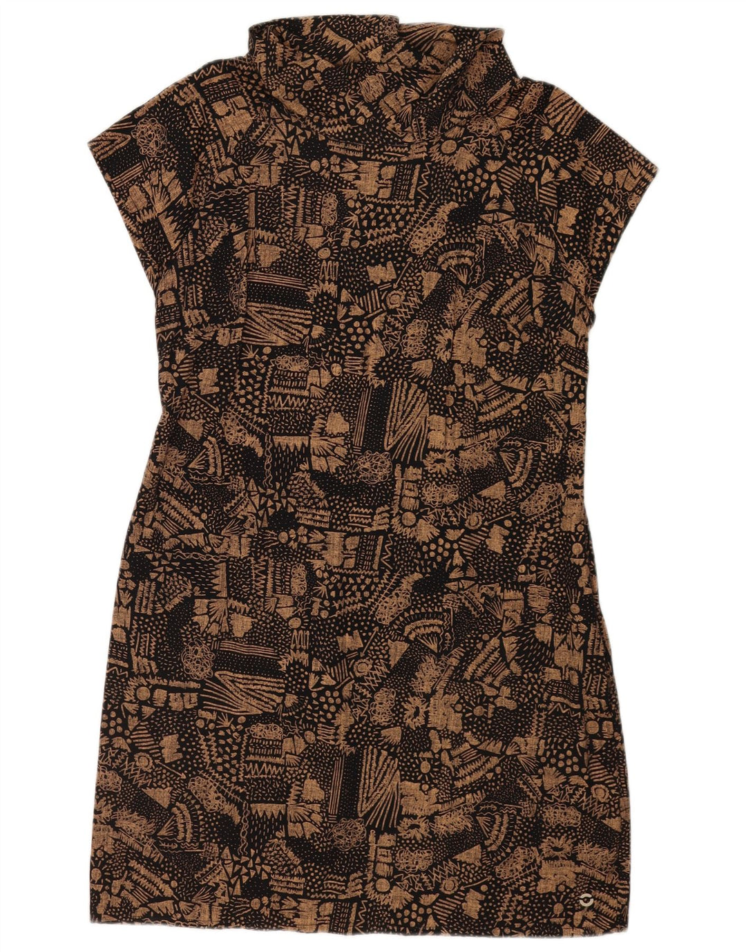 Skunkfunk Robe fourreau pour femme UK 12 en coton géométrique marron moyen