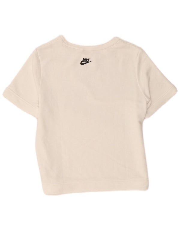 Nike Sweat-shirt graphique à manches courtes pour femme UK 14 Blanc moyen