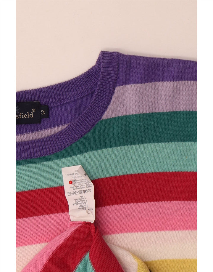 Brooksfield Pull col rond pour homme IT 52 Large rayures multicolores