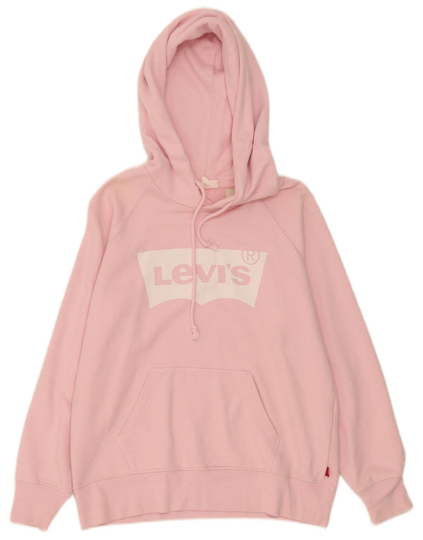 Levi's Pull à Capuche Graphique Oversize Femme UK 6 XS Coton Rose