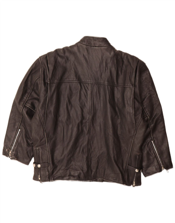 Veste en cuir homme vintage UK 44 2XL Cuir noir