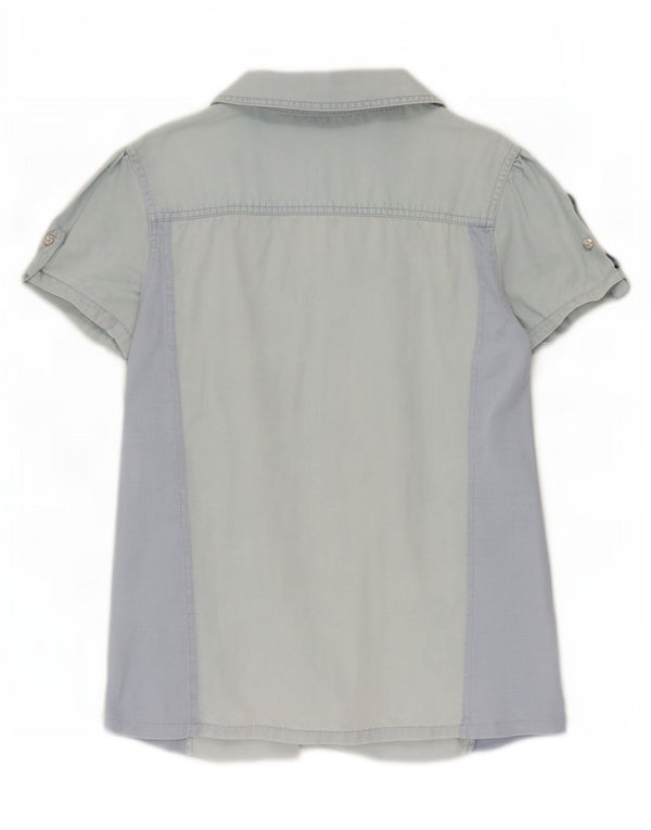 Guess Chemise en jean à manches courtes pour femme UK 12 Bleu moyen Tencel