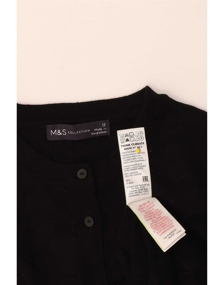 Marks & Spencer Pull cardigan court pour femme UK 12 Viscose noir moyen