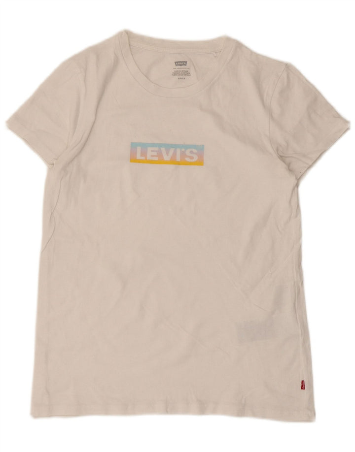 Levi's T-Shirt Graphique Femme UK 8 Small Blanc Coton