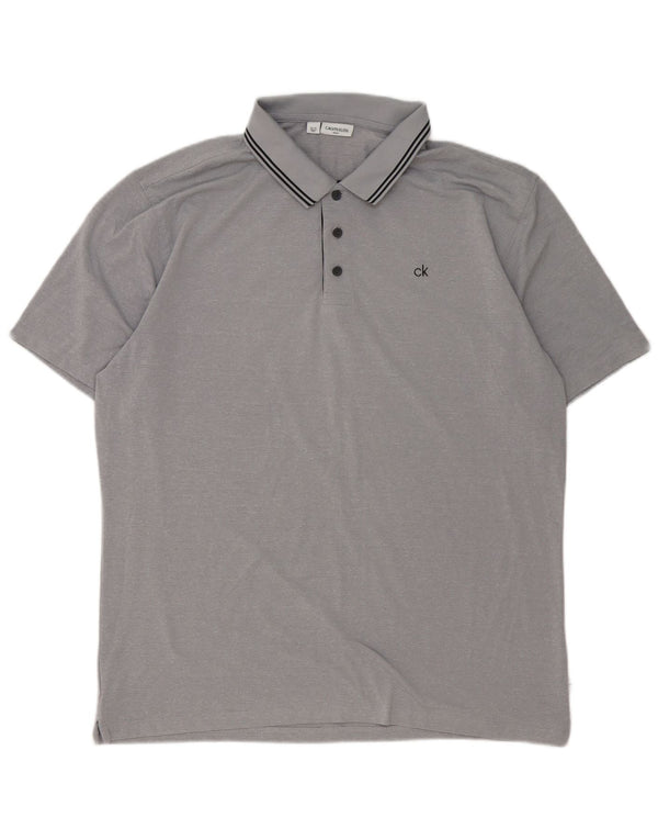 Calvin Klein Polo Homme XL Gris Rayé Polyester