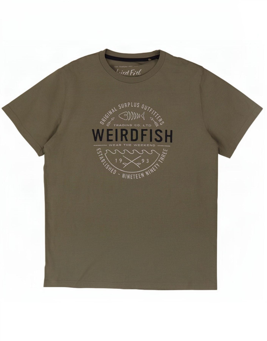 Weird Fish T-Shirt graphique pour hommes, grand coton kaki