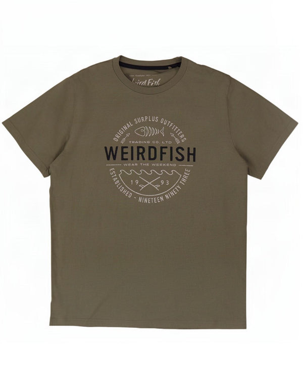 Weird Fish Mens Graphic T-Shirt Top Large Khaki Cotton