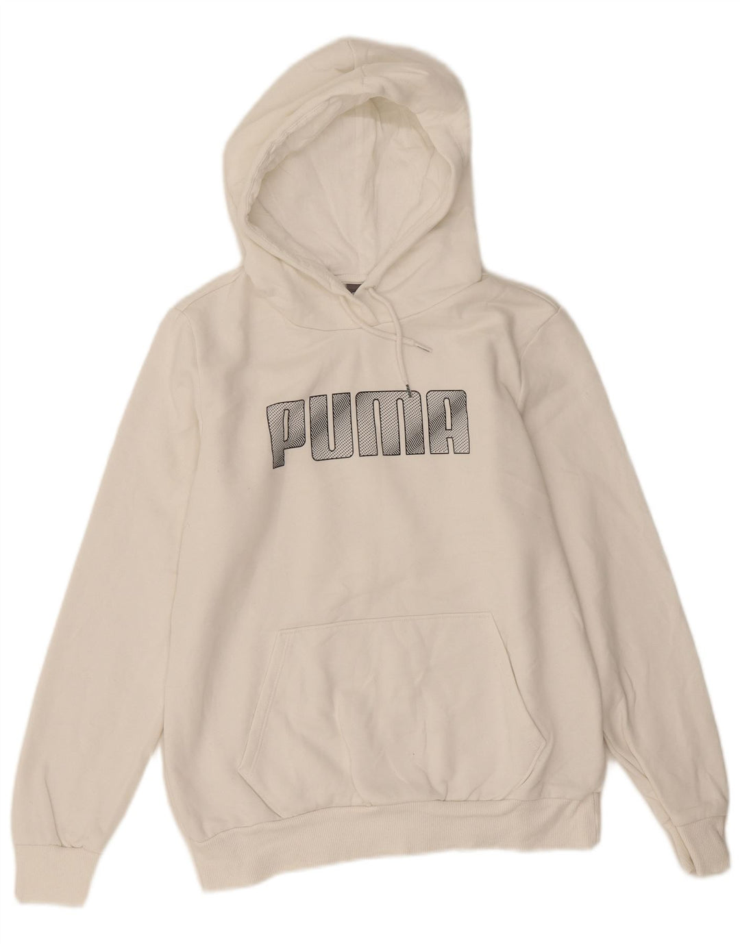 Puma Pull à capuche graphique pour femme UK14 en coton blanc moyen