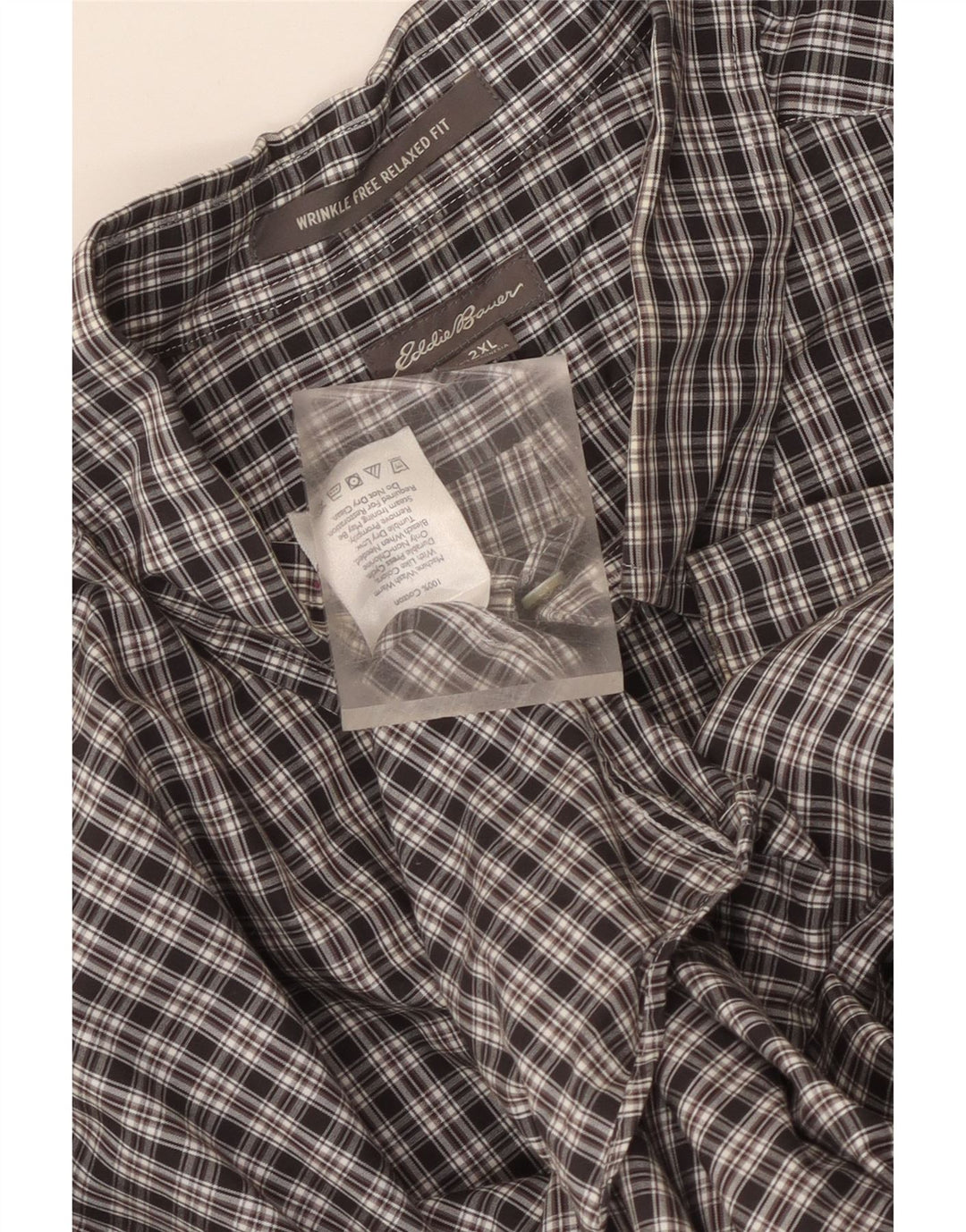 Eddie Bauer Chemise coupe décontractée pour homme 2XL en coton à carreaux noirs