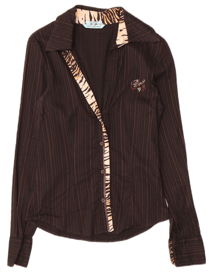 Guess By Marciano Chemise Femme IT 42 Marron Moyen Rayé
