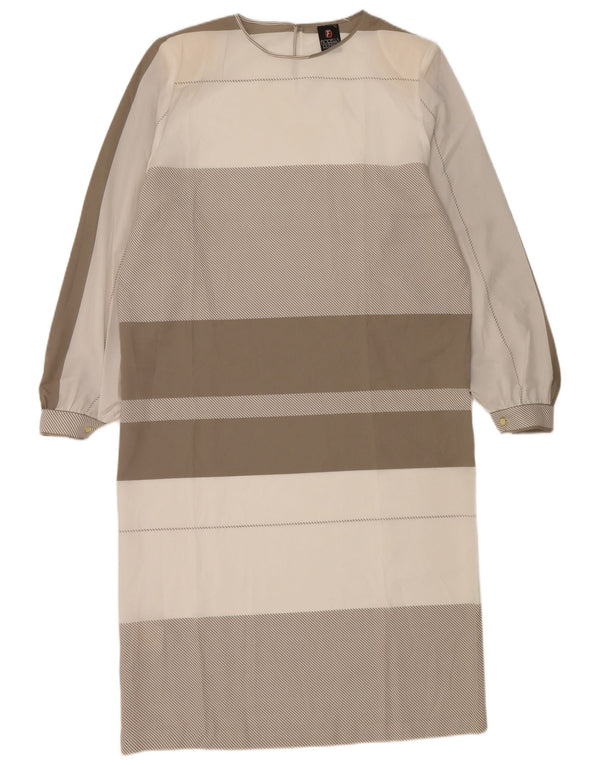 Fiorella Rubino Robe droite à manches longues pour femme UK 16 Large Gris Rayé