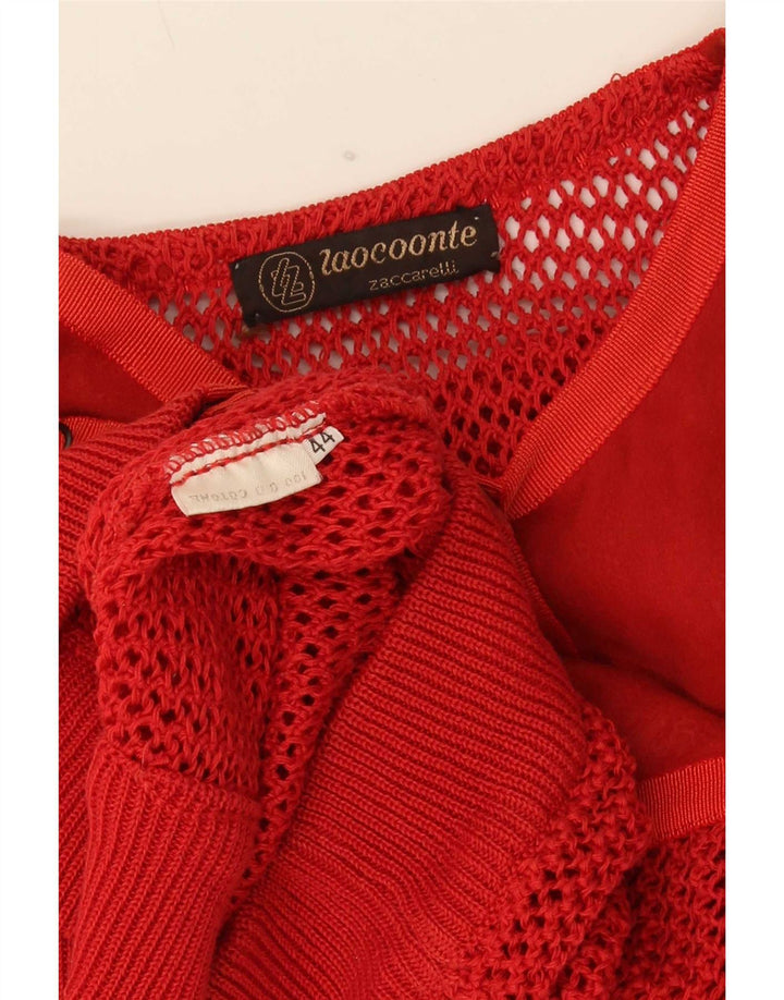 vintage Femmes Voir à travers Cardigan Pull IT 44 Rouge Moyen