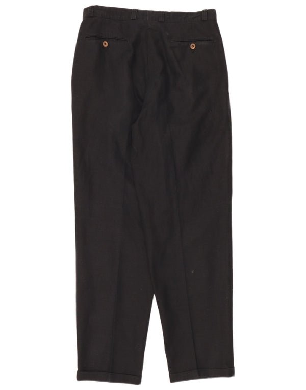 vintage Mens Pegged Chino Pantalon IT 50 Large W32 L32 Lin Noir