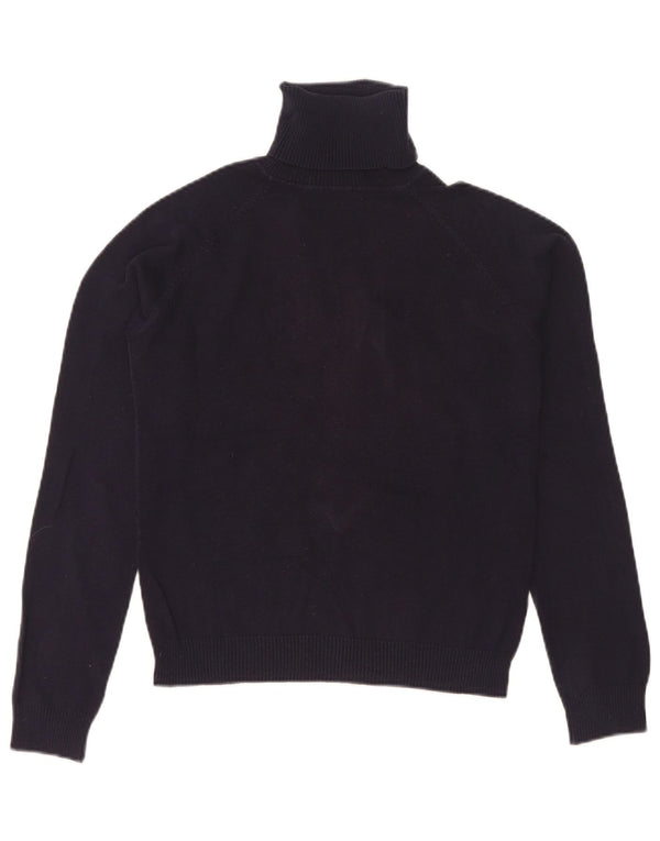 Zara Pull col roulé pour femme UK 14 Large Bleu marine Coton