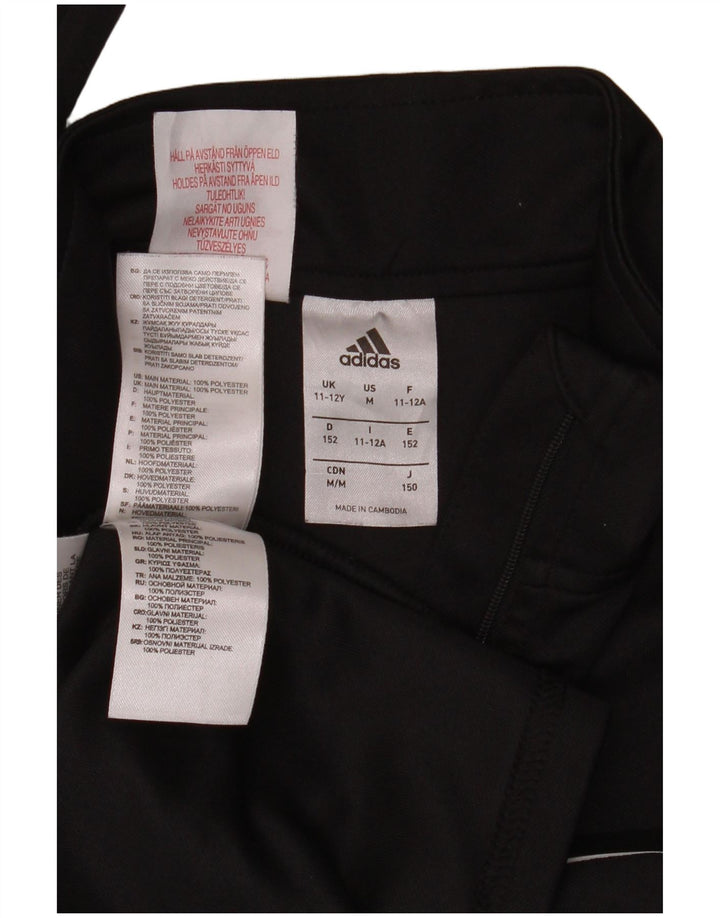 Adidas Garçon Climalite Zip Neck Top Manches Longues 11-12 ans Noir Polyester