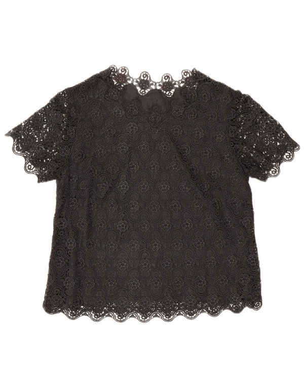 vintage Womens Blouse Top UK 14 Grand Noir Floral