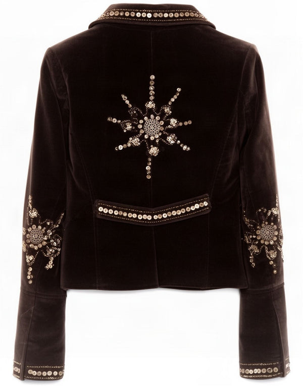 Atos Lombardini Veste boléro en velours graphique pour femme IT 42 Gris moyen