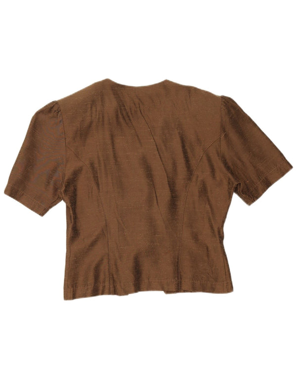 Mary Anne Cardigan court à manches courtes pour femme UK 10 Petit lin marron