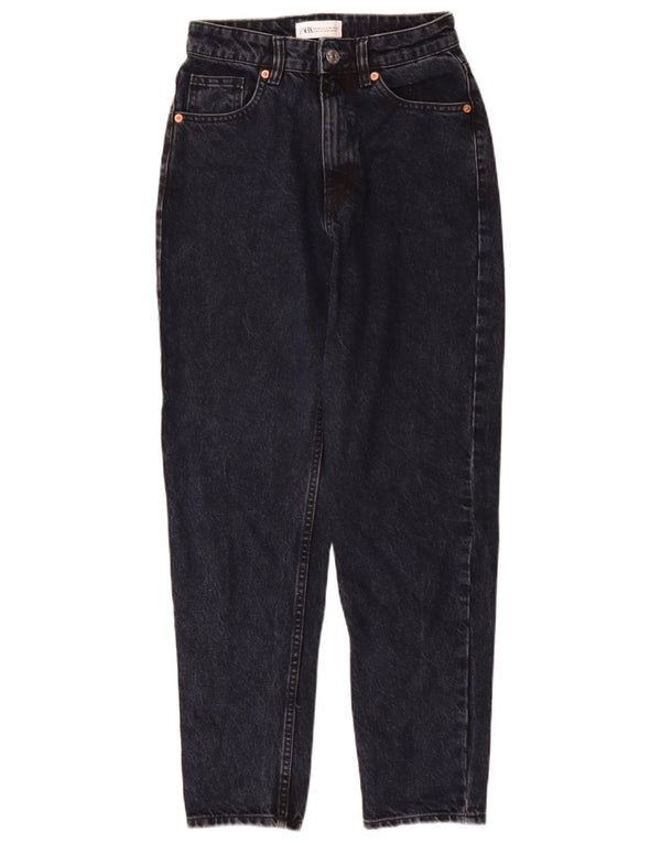 Zara Jean fuselé taille haute pour femme EU 34 2XS W24 L28 Bleu marine Coton