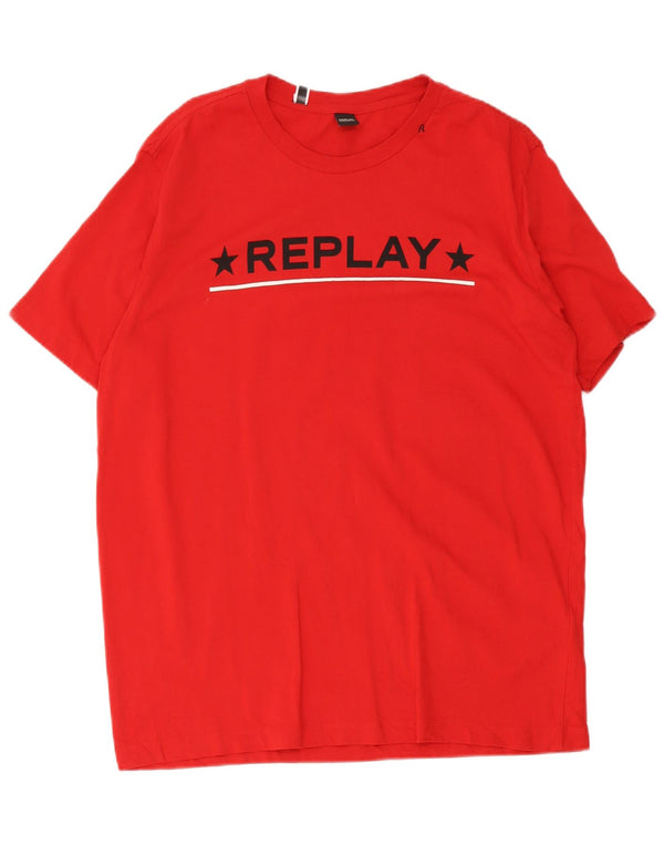 Replay T-Shirt Graphique Homme Top XL Rouge Coton