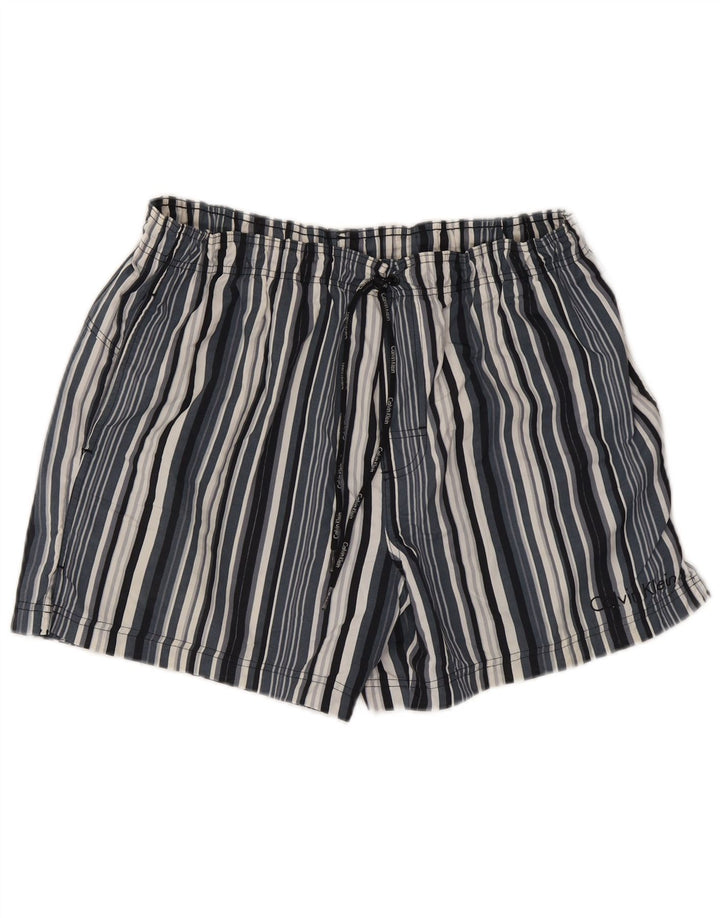 Calvin Klein Short de bain pour homme en polyester à rayures bleues