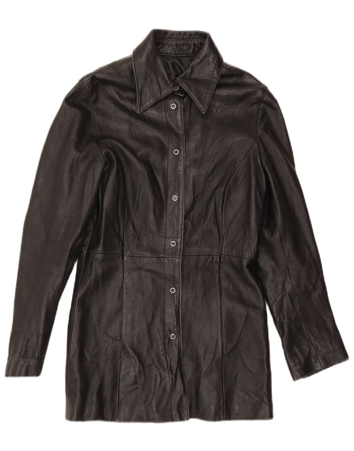 veste en cuir femme vintage UK 10 Petit Noir