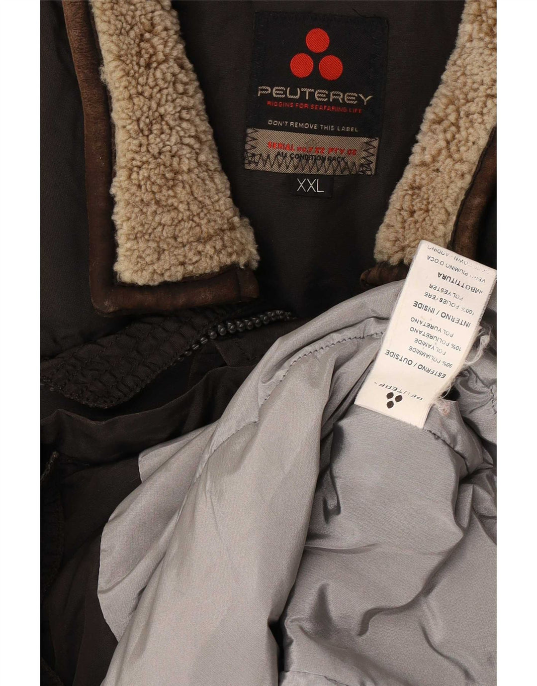 PEUTEREY Veste Utilitaire Homme UK 44 2XL Marron Polyamide