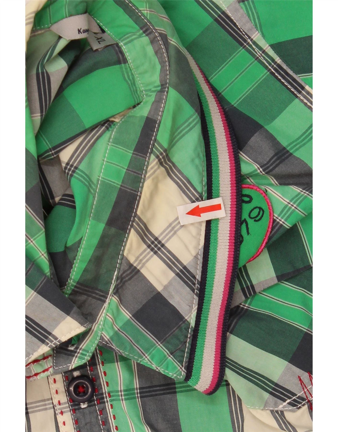 Kangaroos Chemise à manches courtes pour homme XL en coton à carreaux vert