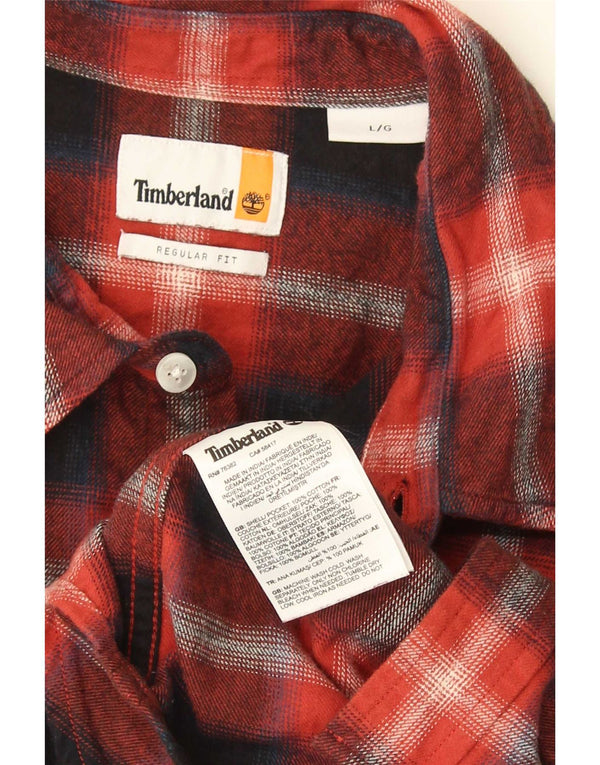 Timberland Chemise en flanelle coupe régulière pour homme, grand carreaux en coton bleu marine